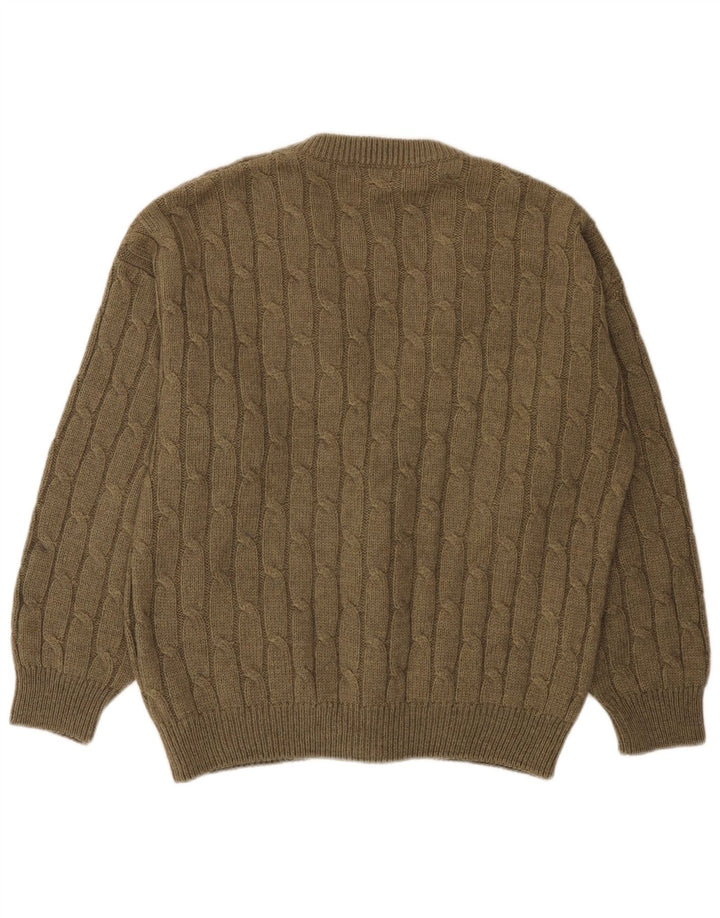 Vintage męski sweter rozpinany, duży khaki