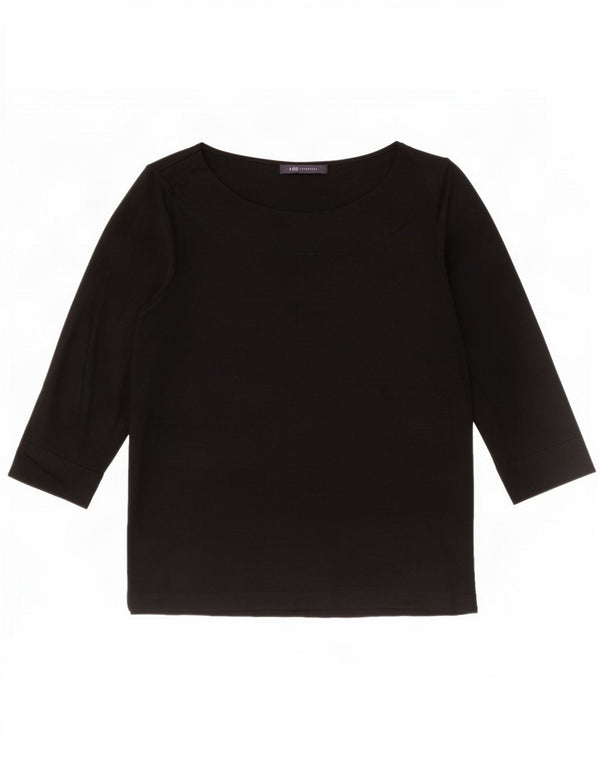 Marks & Spencer Damski top z rękawem 3/4 UK 16, duży, czarny, wiskoza
