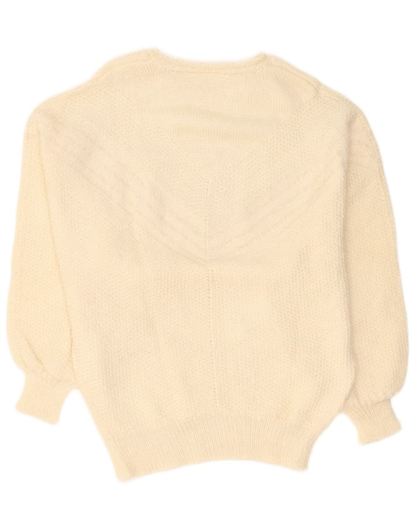 Sweter damski w stylu vintage z dekoltem w łódkę UK 16, duży w kolorze złamanej bieli