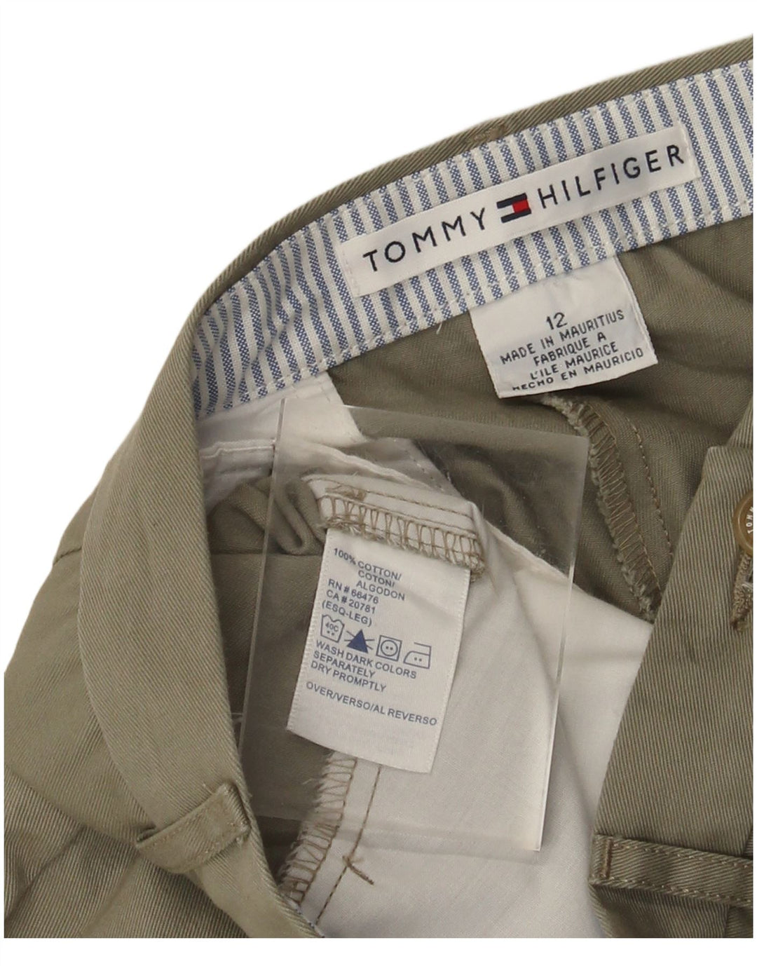 Damskie spodenki chino TOMMY HILFIGER US 12, duże, W32, bawełna khaki