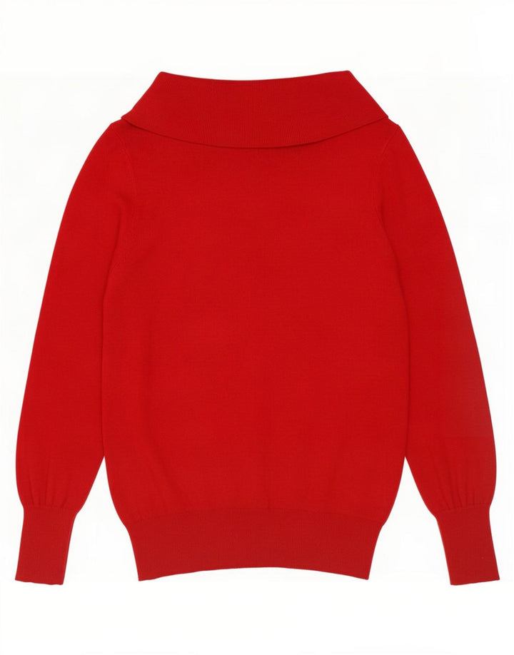 Marks & Spencer Damski sweter z golfem UK 14, średni czerwony, wiskoza