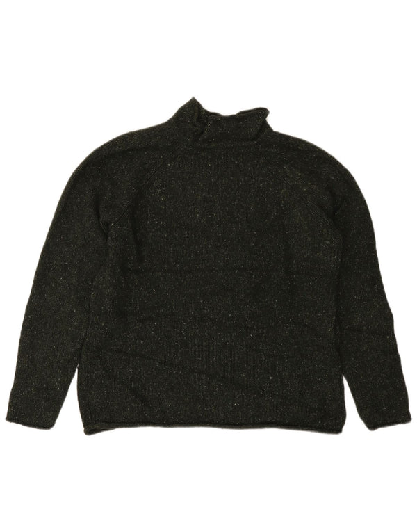 Damski sweter z golfem EDDIE BAUER UK 14, średni khaki, nakrapiany