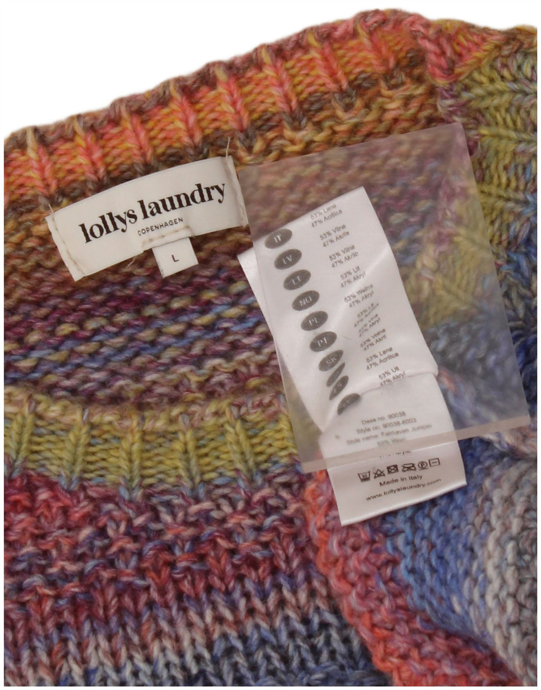 Damski sweter z okrągłym dekoltem LOLLYS LAUNDRY UK 16, duży, wielokolorowy