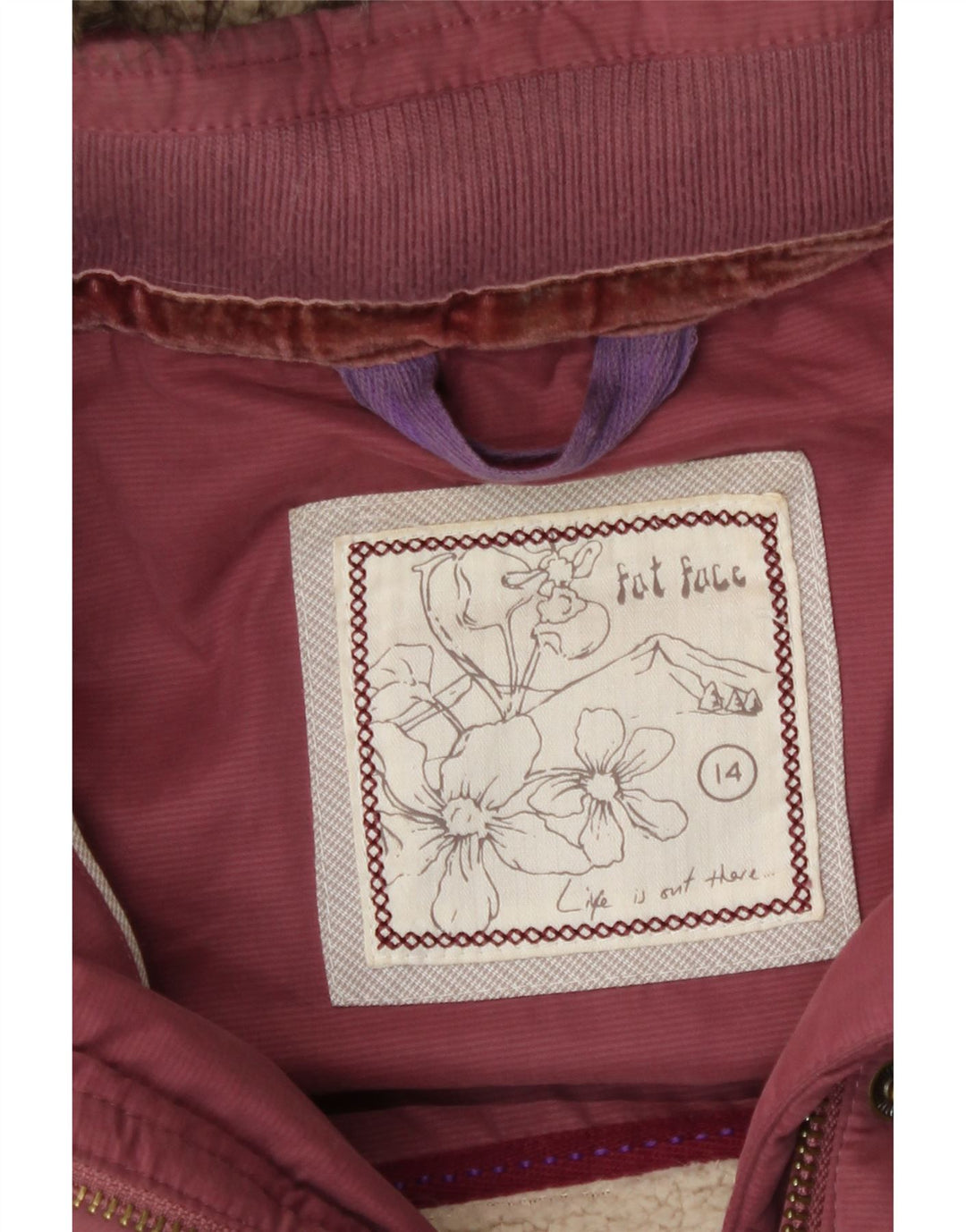 Damska wyściełana kamizelka z kapturem Fat Face UK 14, duża, bordowa, poliester