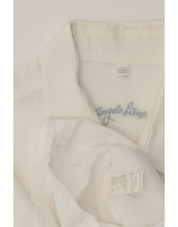 ANGELO LITRICO Mens Shirt Size 41/42 Large Off White Viscose Vintage Angelo Litrico and Second-Hand Angelo Litrico from Messina Hembry 