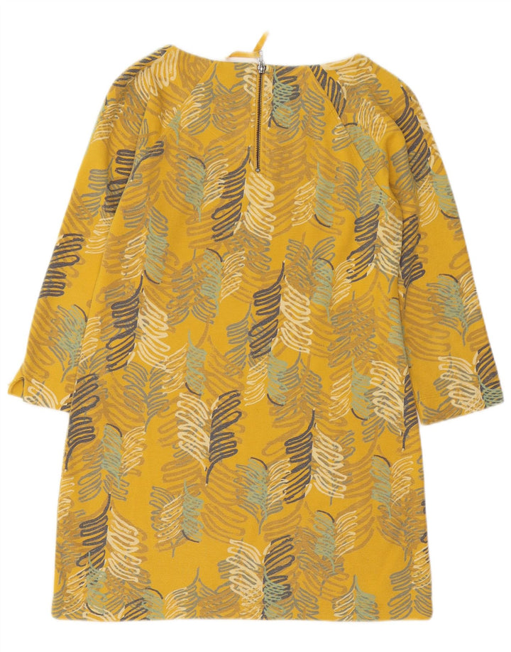 WHITE STUFF Damska sukienka typu shift z rękawem 3/4 UK 10, mała, żółta w kwiaty, bawełniana