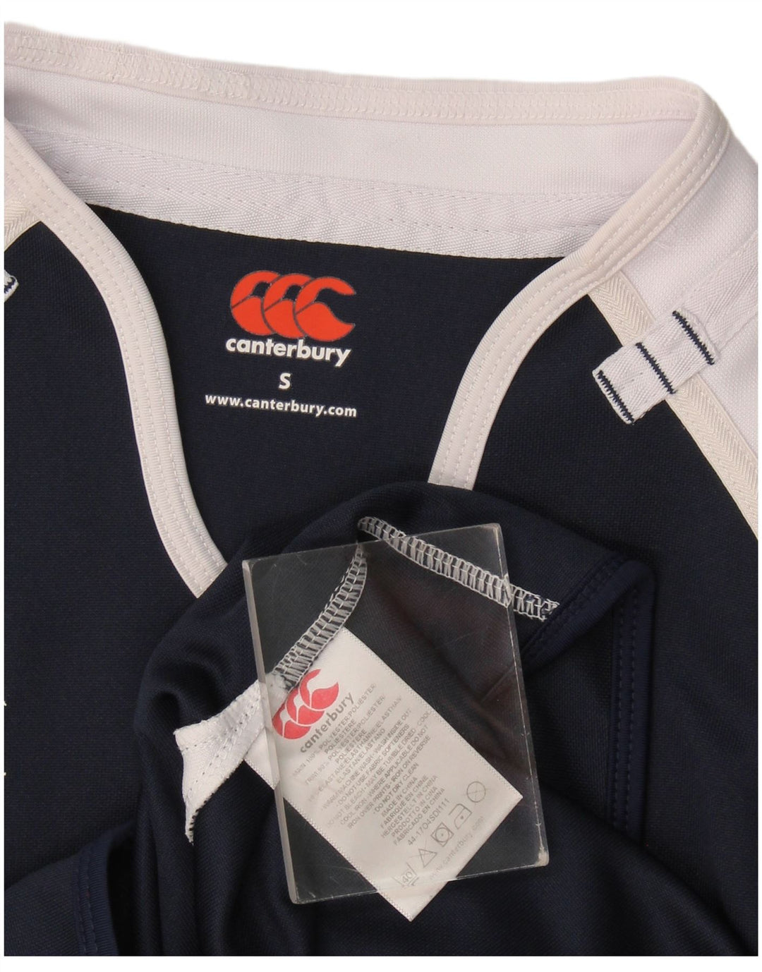 Męski T-shirt z grafiką Canterbury, mały, granatowy, poliester w blokach kolorów