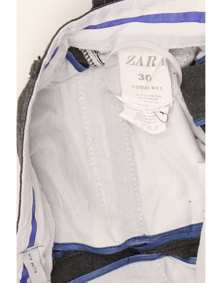 ZARA Mens Slim Suit Trousers W30 L27 Grey Polyester Vintage Zara and Second-Hand Zara from Messina Hembry 