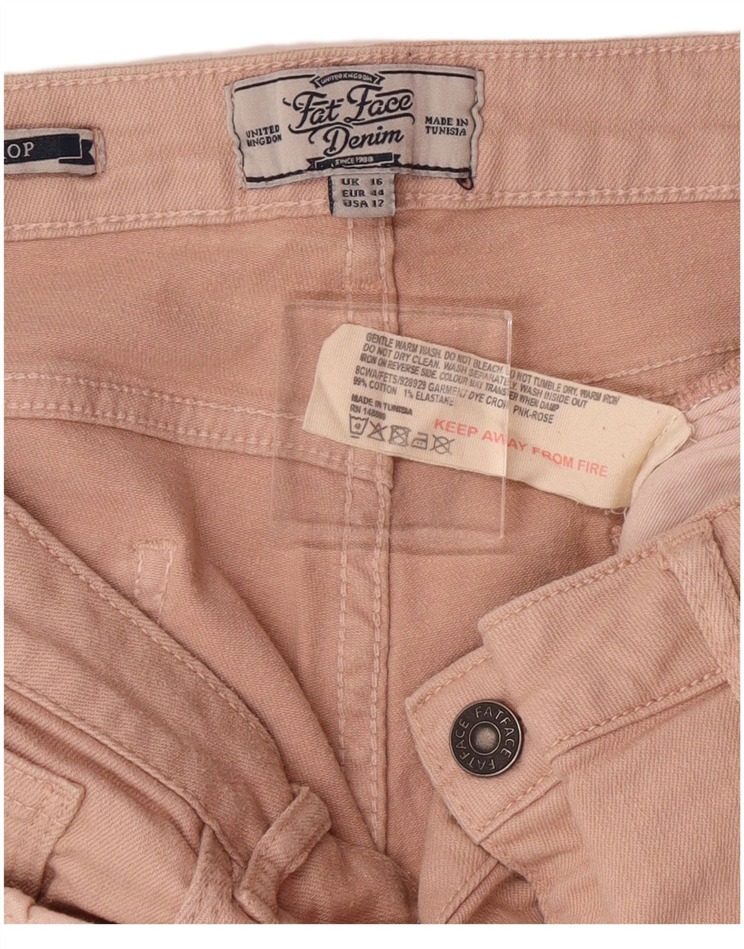 Damskie jeansy przycięte FAT FACE UK 16, duże, W34 L23, różowe, bawełniane