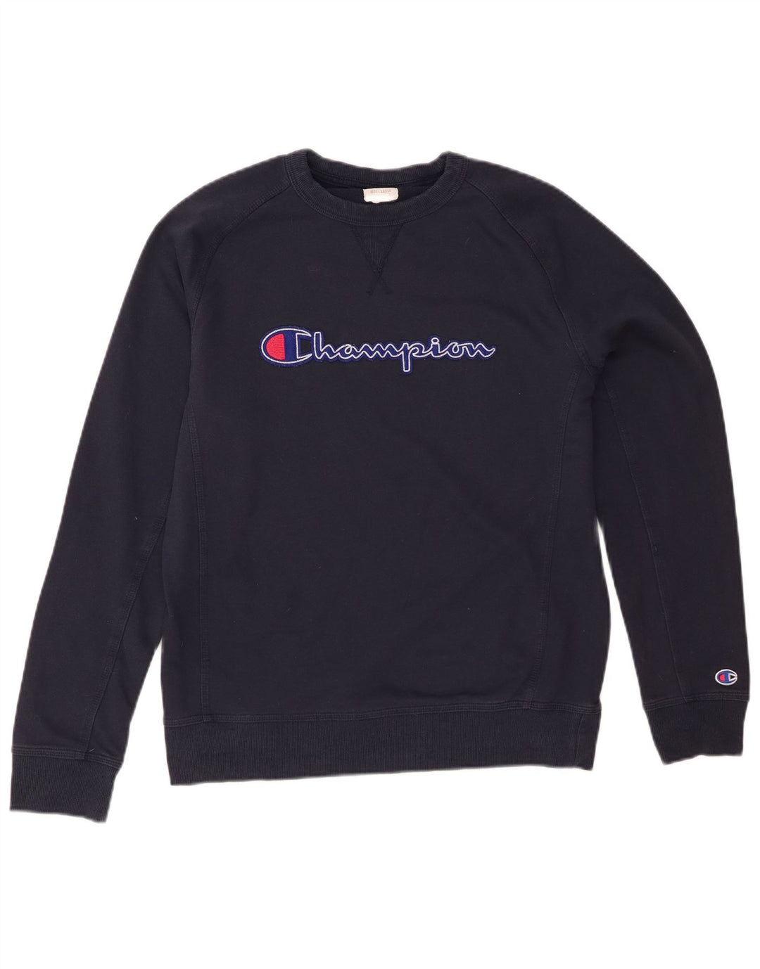 CHAMPION Mens Graphic Sweatshirt Jumper Large Navy Blue Cotton