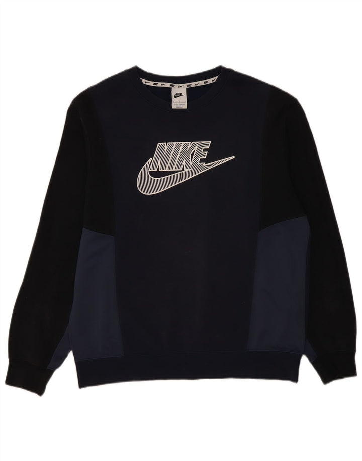 Męski sweter z grafiką Nike, średni granatowy, blok kolorów