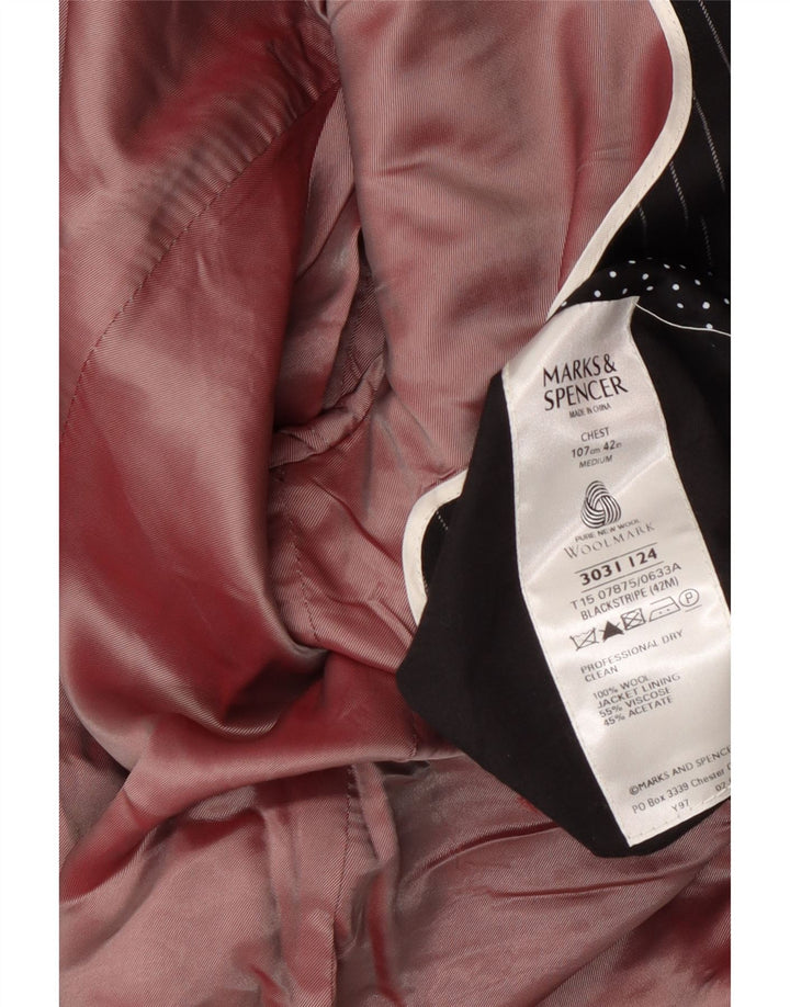 Marks & Spencer Męska marynarka zapinana na 1 guzik, UK 38, średnia czarna w prążki