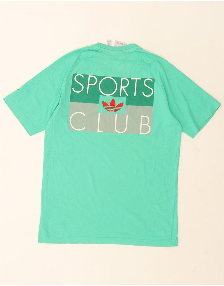 Męska koszulka z grafiką Adidas, mała, turkusowa, bawełniana