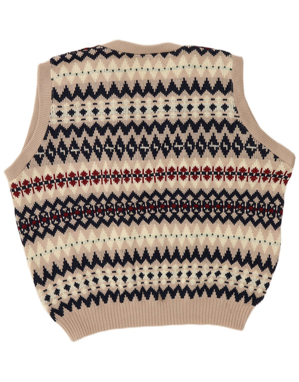 Bezrękawnik męski VINTAGE UK 44/46 XL granatowy Fair Isle akryl