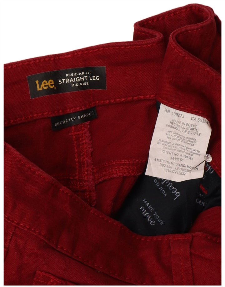 Damskie proste dżinsy LEE ze średnim stanem i regularnym krojem US 6 Medium W30 L28 czerwone