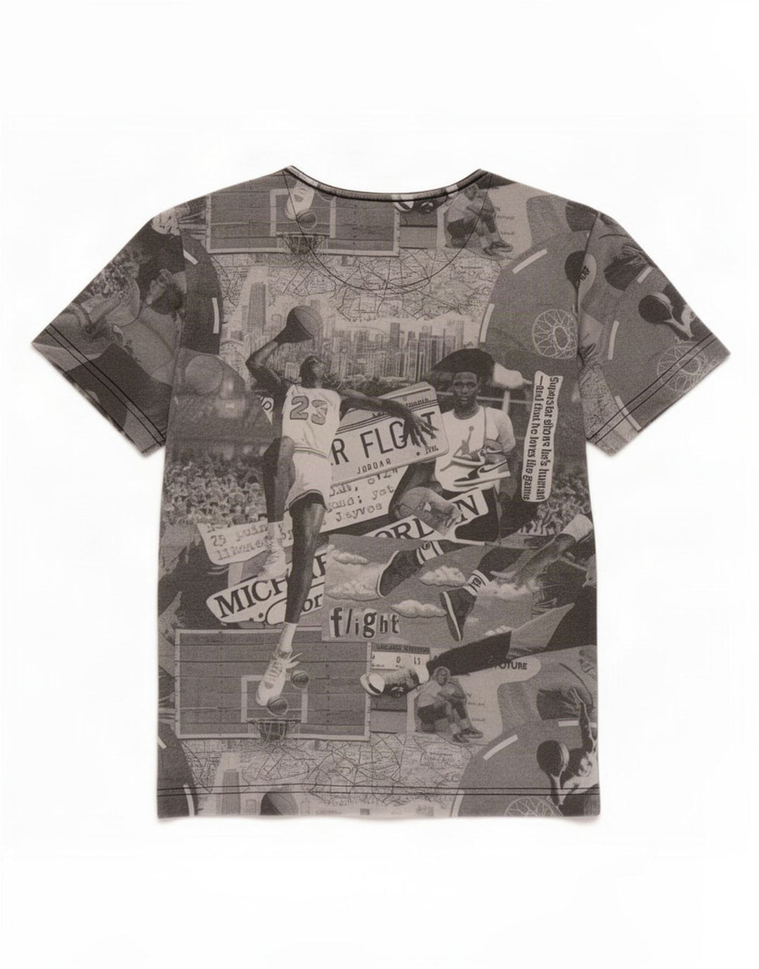 Chłopięcy T-shirt z grafiką Jordan na 10-11 lat, średnioszary, patchworkowy, bawełniany