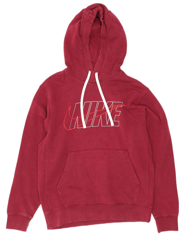 Męska bluza z kapturem Nike Graphic o regularnym kroju, mała, bordowa, bawełniana