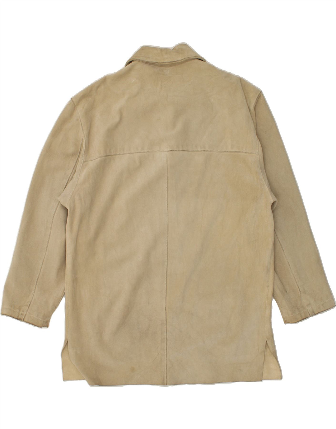 VINTAGE Womens Oversized Leather Jacket UK 10 Small Beige Leather Vintage Vintage and Second-Hand Vintage from Messina Hembry 