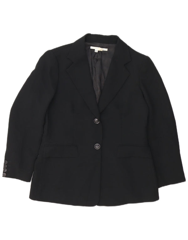 Zara Womens 2 Button Blazer Jacket EU 44 XL Black Polyester