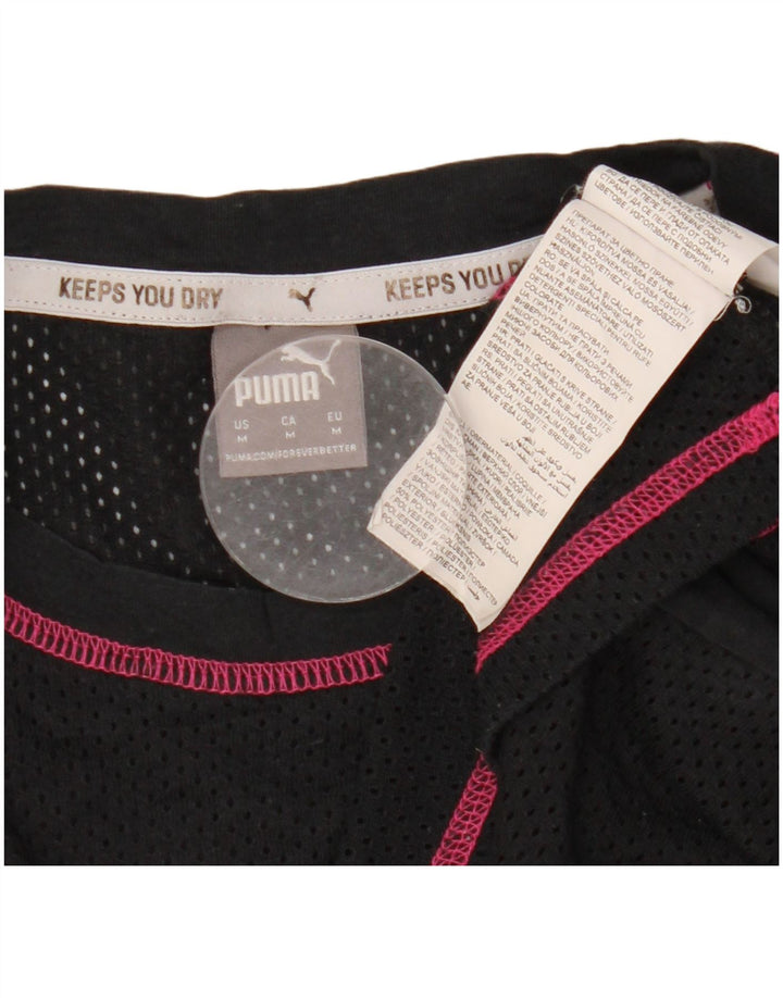Damska koszulka PUMA Crop Graphic Top UK 14, poliester w średnie czarne paski