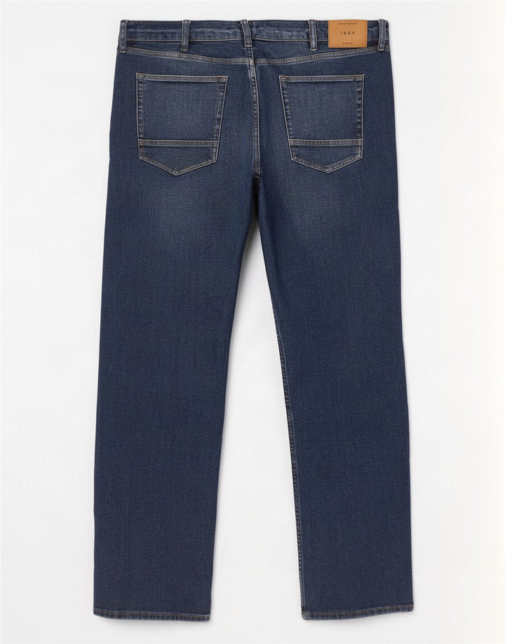 Męskie jeansy Marks & Spencer Regular Straight W42 L31 Granatowe, bawełniane
