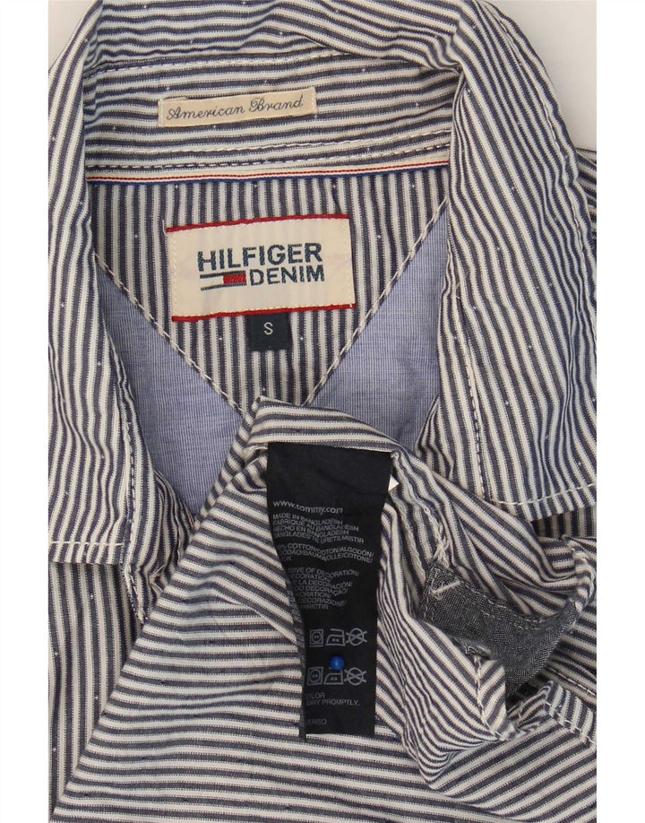 Koszula męska Tommy Hilfiger, mała, niebieska, bawełniana w prążki