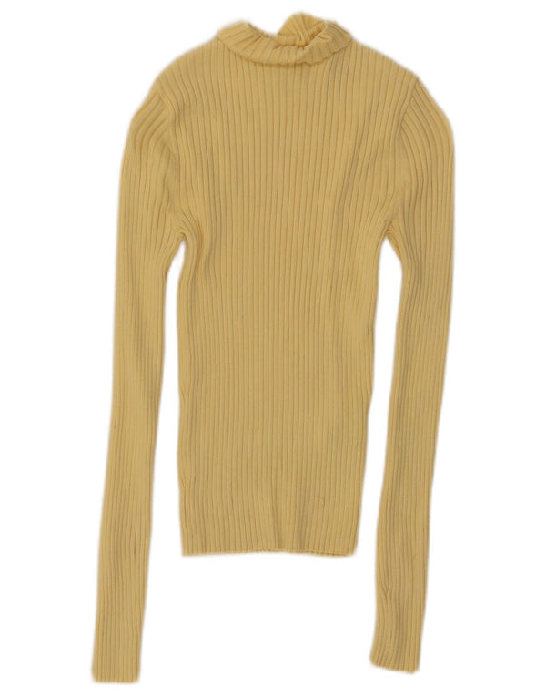 Damski krótki top Zara z długim rękawem UK 8 Small, żółta wiskoza