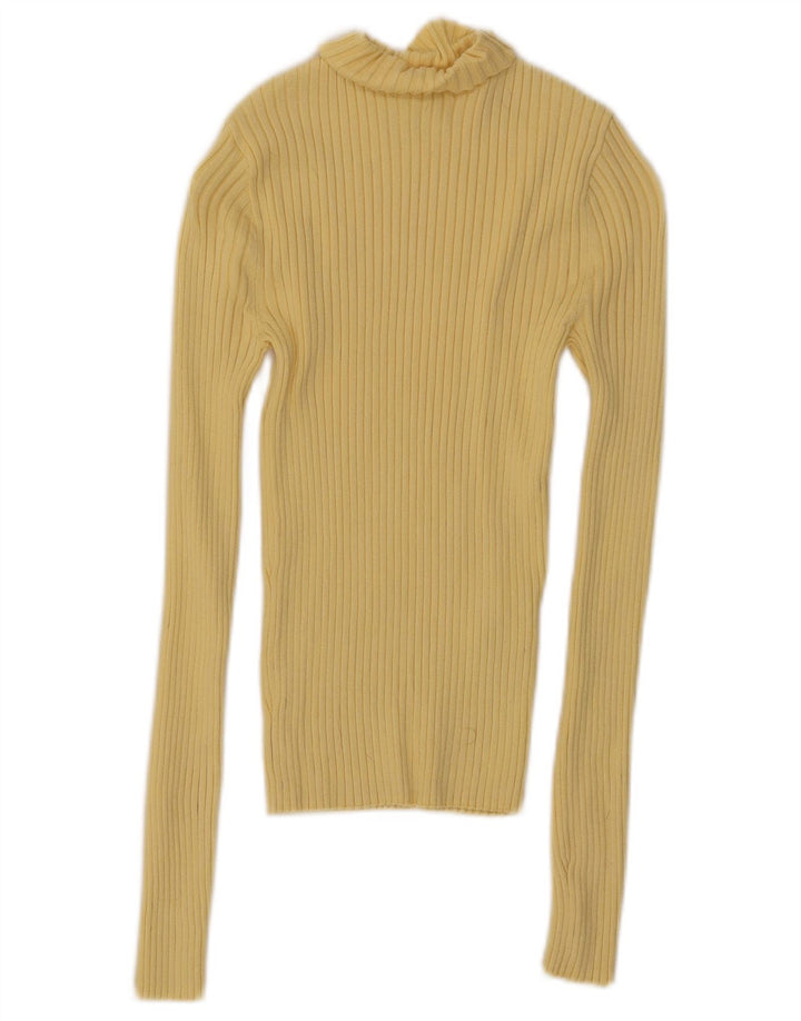 Damski krótki top Zara z długim rękawem UK 8 Small, żółta wiskoza