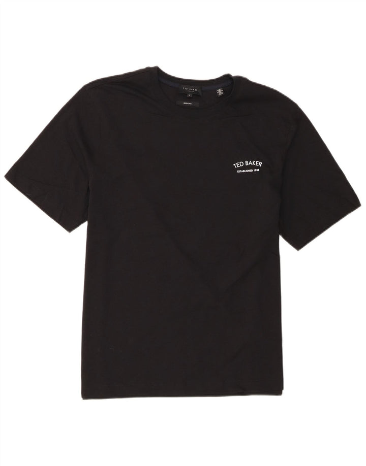 Ted Baker Męski T-shirt o regularnym kroju, rozmiar 4, duży, czarny, bawełniany