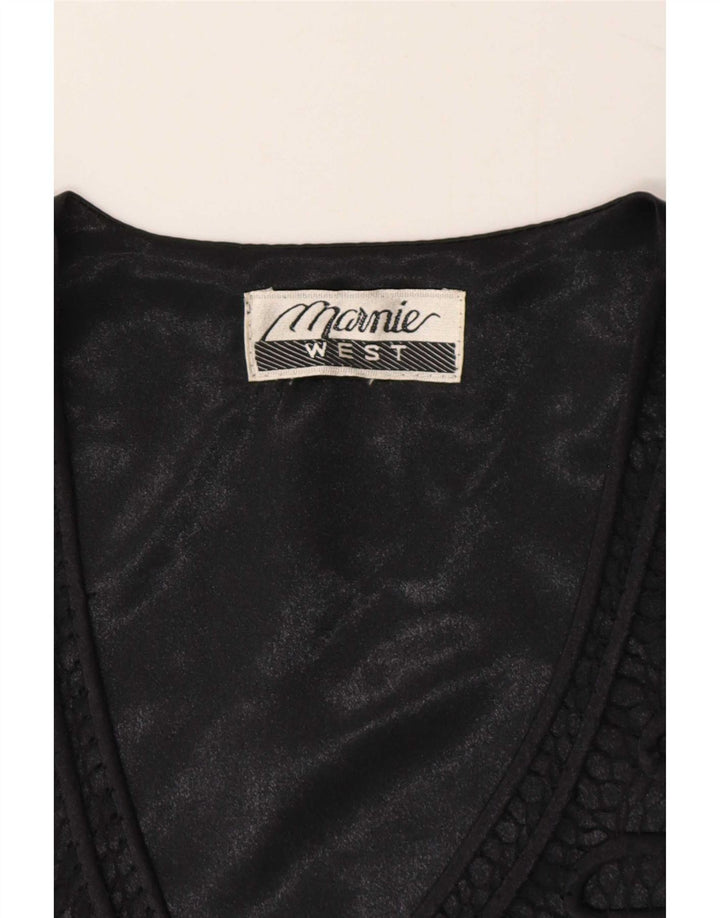 Kamizelka damska Vintage w abstrakcyjnym wzorze UK 12 Medium Black