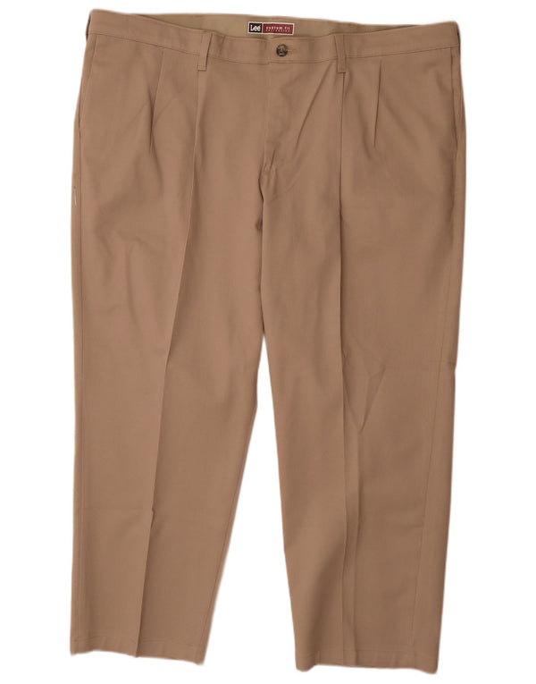 Lee Mens Custom Fit Pegged Chino Trousers W46 L28 Beige Cotton