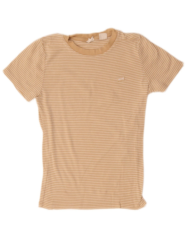 T-shirt damski Levi's Top UK 8 Small Beżowy, bawełniany w prążki