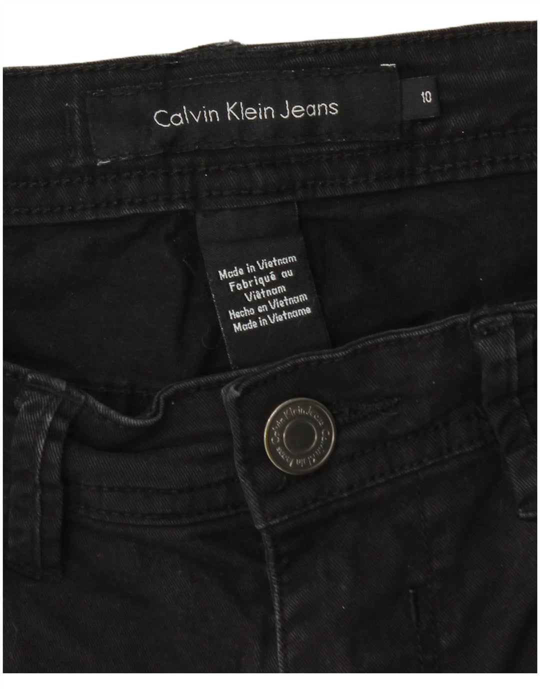 Damskie spodenki jeansowe CALVIN KLEIN ze średnim stanem US 10, duże, W30, czarne, bawełniane
