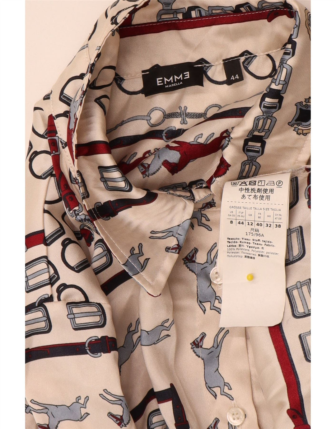 Marella Damska koszula EMME UK 12 Średni beżowy geometryczny poliester