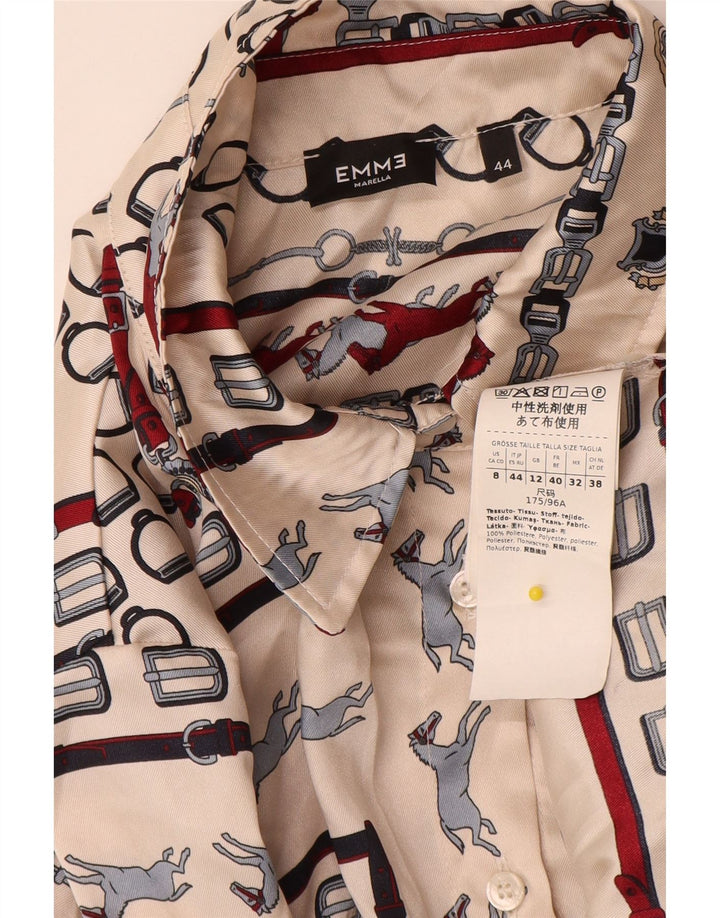 Marella Damska koszula EMME UK 12 Średni beżowy geometryczny poliester