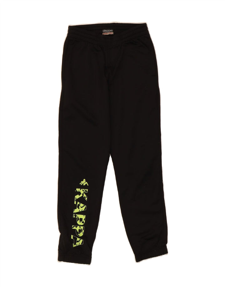 KAPPA Boys Graphic Tracksuit Trousers Joggers 9-10 Years Black Polyester Vintage Kappa and Second-Hand Kappa from Messina Hembry 