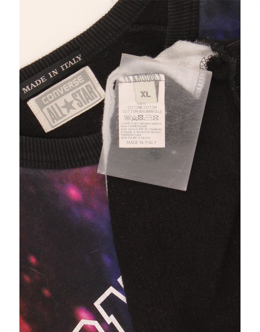 CONVERSE Męski sweter z grafiką XL, czarny Tie Dye, bawełniany