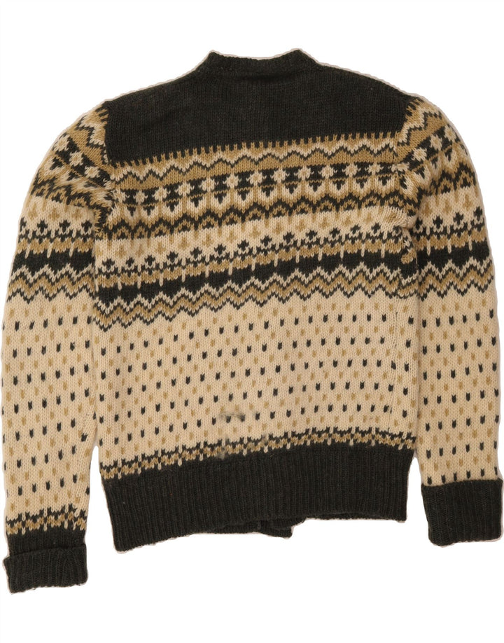 Męski sweter kardigan C&A IT 52/54 Large Khaki Fair Isle Wool