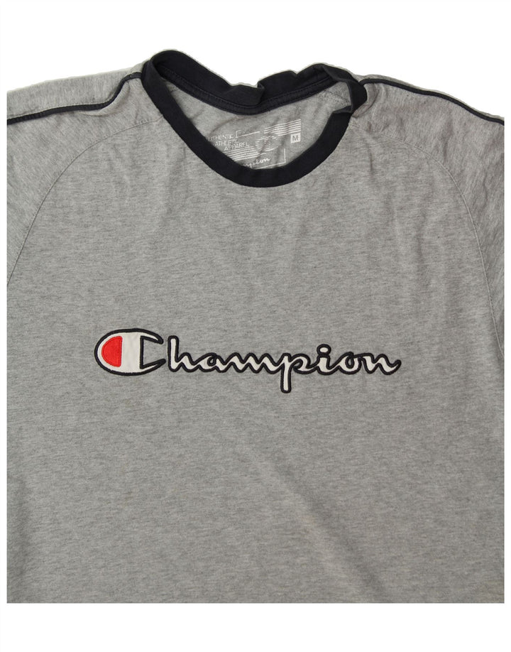 CHAMPION Womens Graphic T-Shirt Top UK 14 Medium Grey Cotton Vintage Champion and Second-Hand Champion from Messina Hembry 