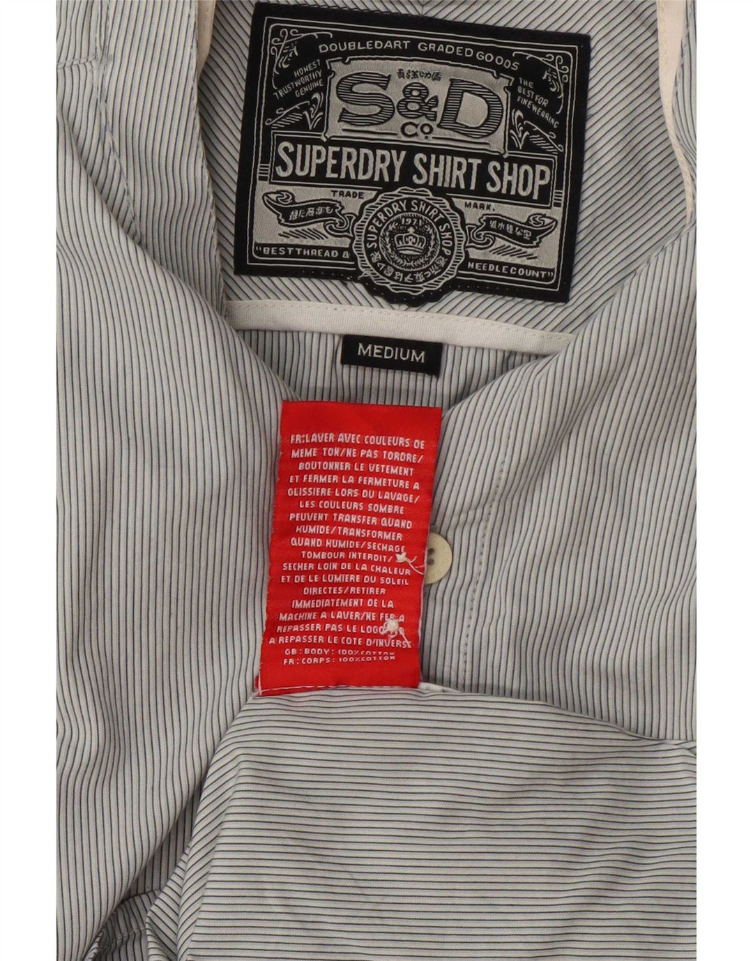 Koszula męska Superdry Średnioszara, bawełniana w prążki