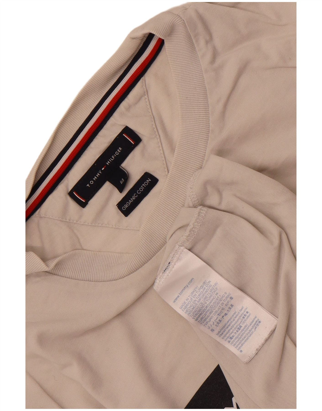 Męska koszulka z grafiką Tommy Hilfiger, średnia, biała bawełna