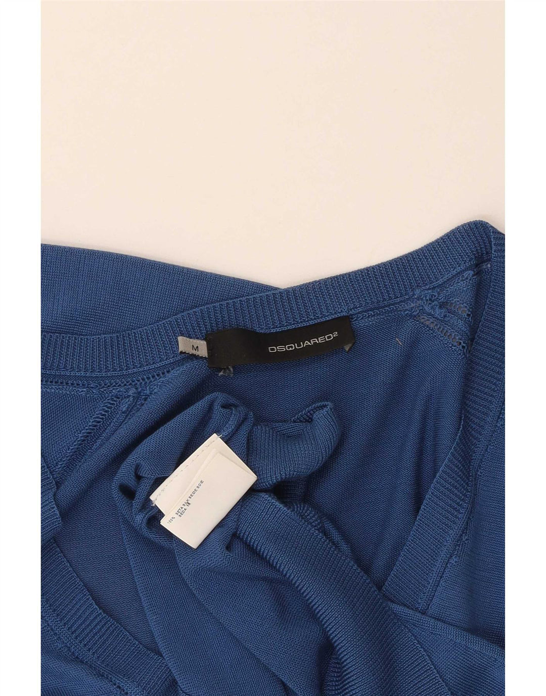 Sweter damski Dsquared2 z dekoltem w kształcie litery V, UK 12, średni niebieski jedwab