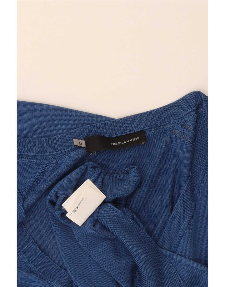 Sweter damski Dsquared2 z dekoltem w kształcie litery V, UK 12, średni niebieski jedwab