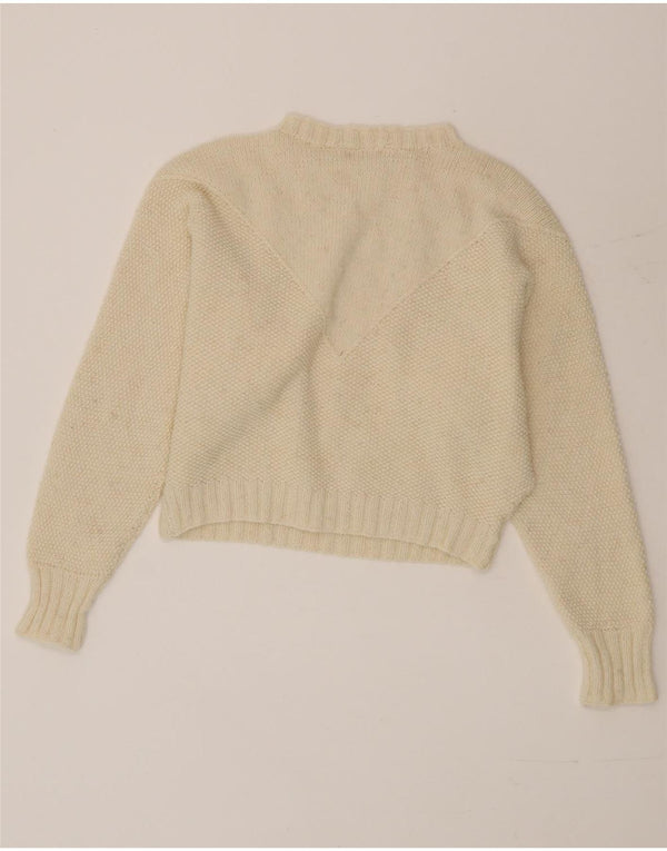 Vintage damski sweter z golfem UK 10 Small White