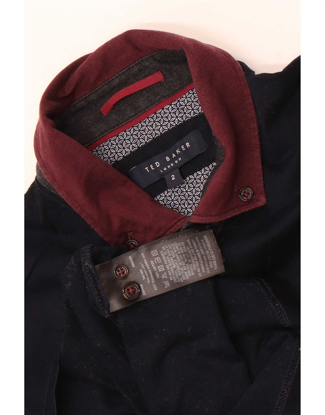 Męska koszulka polo Ted Baker, rozmiar 2, mała, granatowa, bawełniana w bloki kolorów