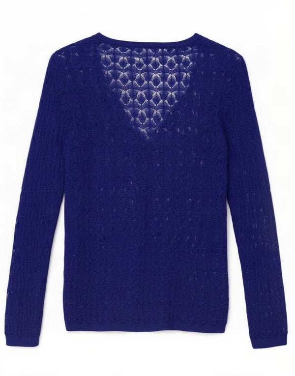 Zara Damski sweter oversize z rękawem 3/4, UK 10, mały, niebieski akryl