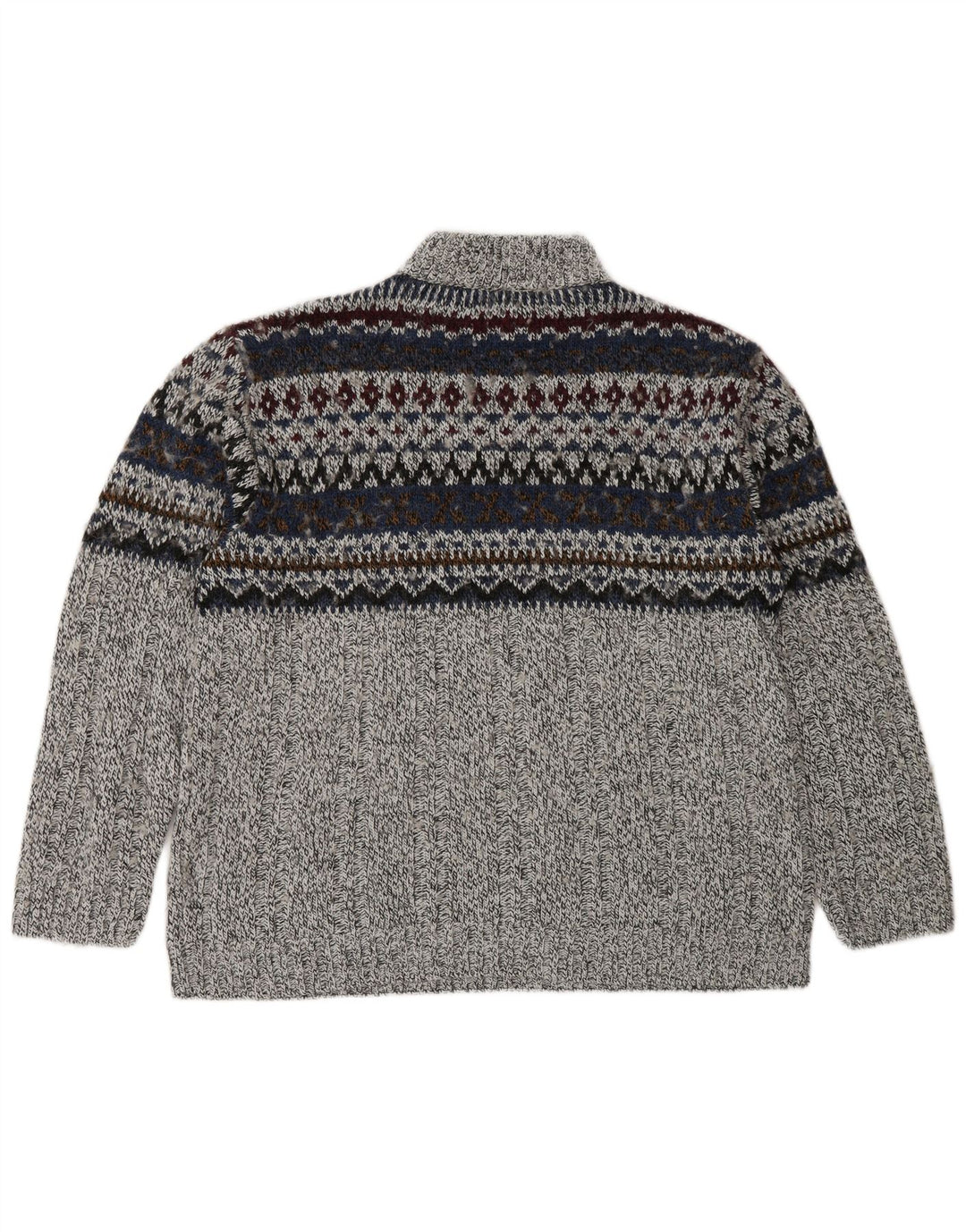 Canda Męski sweter z zamkiem błyskawicznym Średni szary Fair Isle akryl