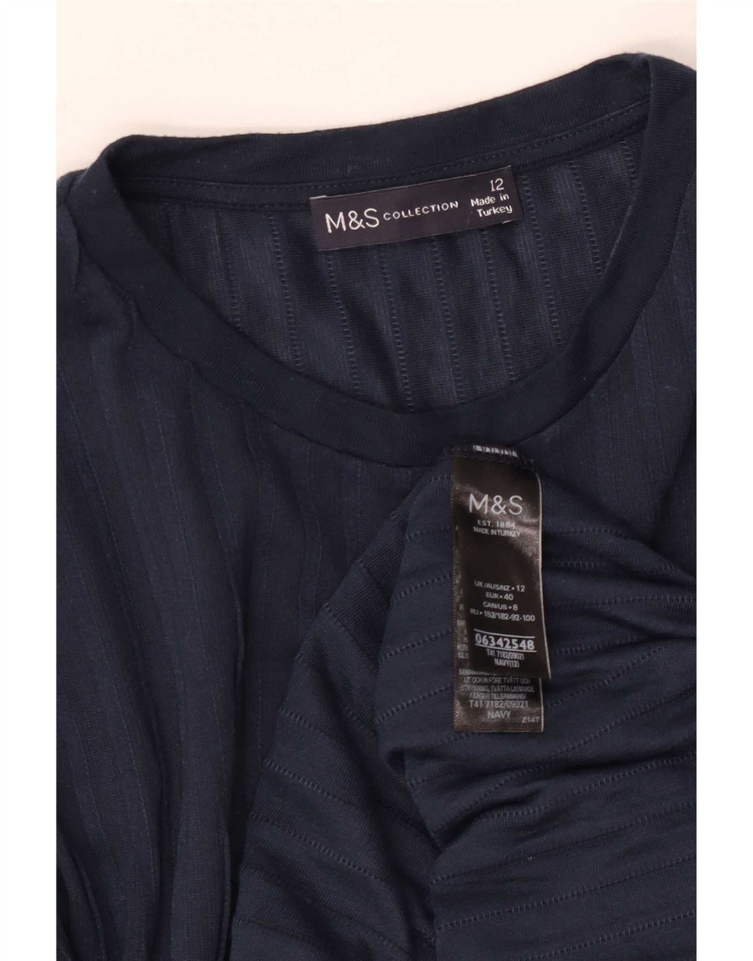Marks & Spencer Damski top z długim rękawem, UK 12, średni granatowy poliester
