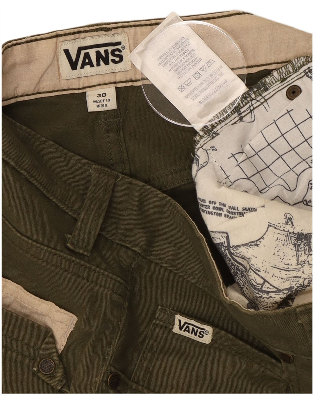 Męskie spodenki codzienne Vans W30, średnia bawełna khaki
