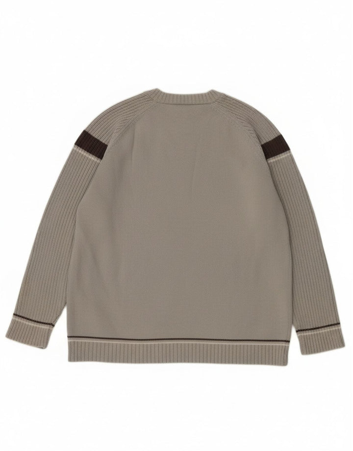 Męski sweter z wycięciem pod szyją Kickers Średnioszary, bawełniany blok kolorów